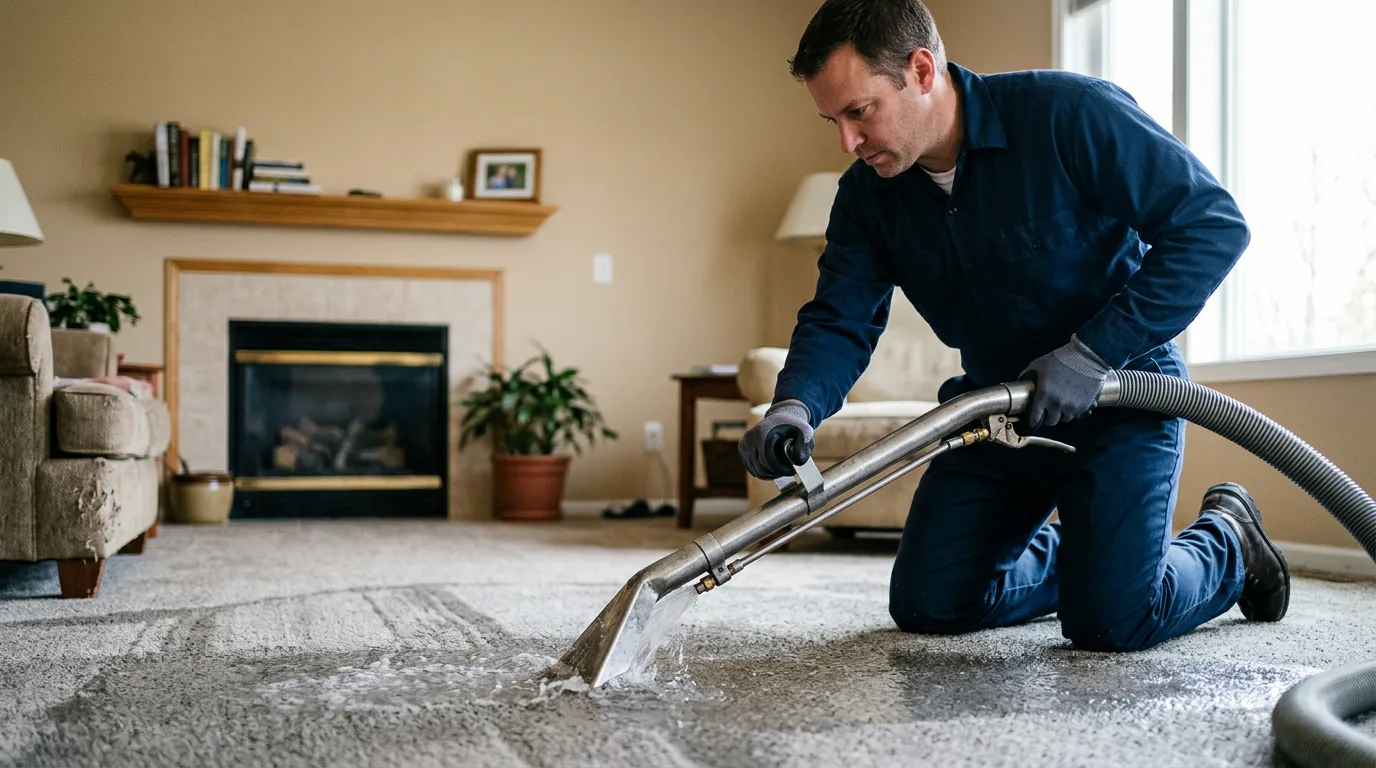 Water damage restoration technician working near Liberal, KS